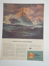 Magazine Ad* - 1944 - Shell Oil - World War II - Battleship