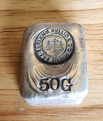 Rutland Bullion Co. 50 Gram  Hand Poured Silver Bar .999 Fine Silver