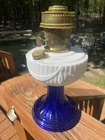 Aladdin Model 23 Cobalt Blue Milk White Lincoln Drape Kerosene Lamp Vintage 2003