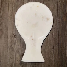 Marble Spoon Rest Utensil Holder White & Gold Natural Sparkling Finish Large 9x6