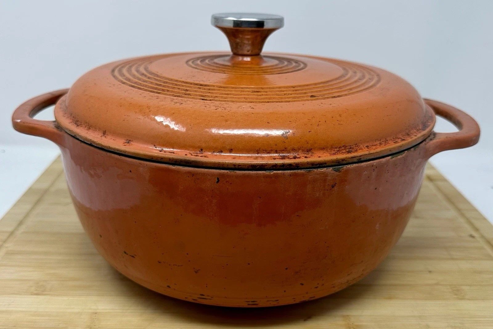 Lodge 6 Qt Enameled Cast Iron Dutch Oven Rare Orange w/ Lid 10” inch