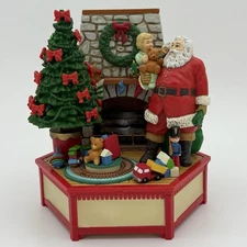 Vintage 1986 Enesco Small World of Music Box A Visit From Santa 551368 with box