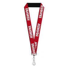 Buckle-Down Lanyard, Yahweh Text Red White, Elastic