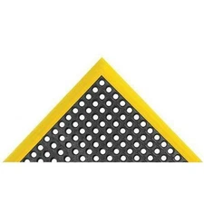 Antifatigue Mat 40x40in 7/8in Rubber Black Yellow Border Diamond Top Safety