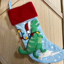 Dinosaur christmas stocking boy girl 20"
