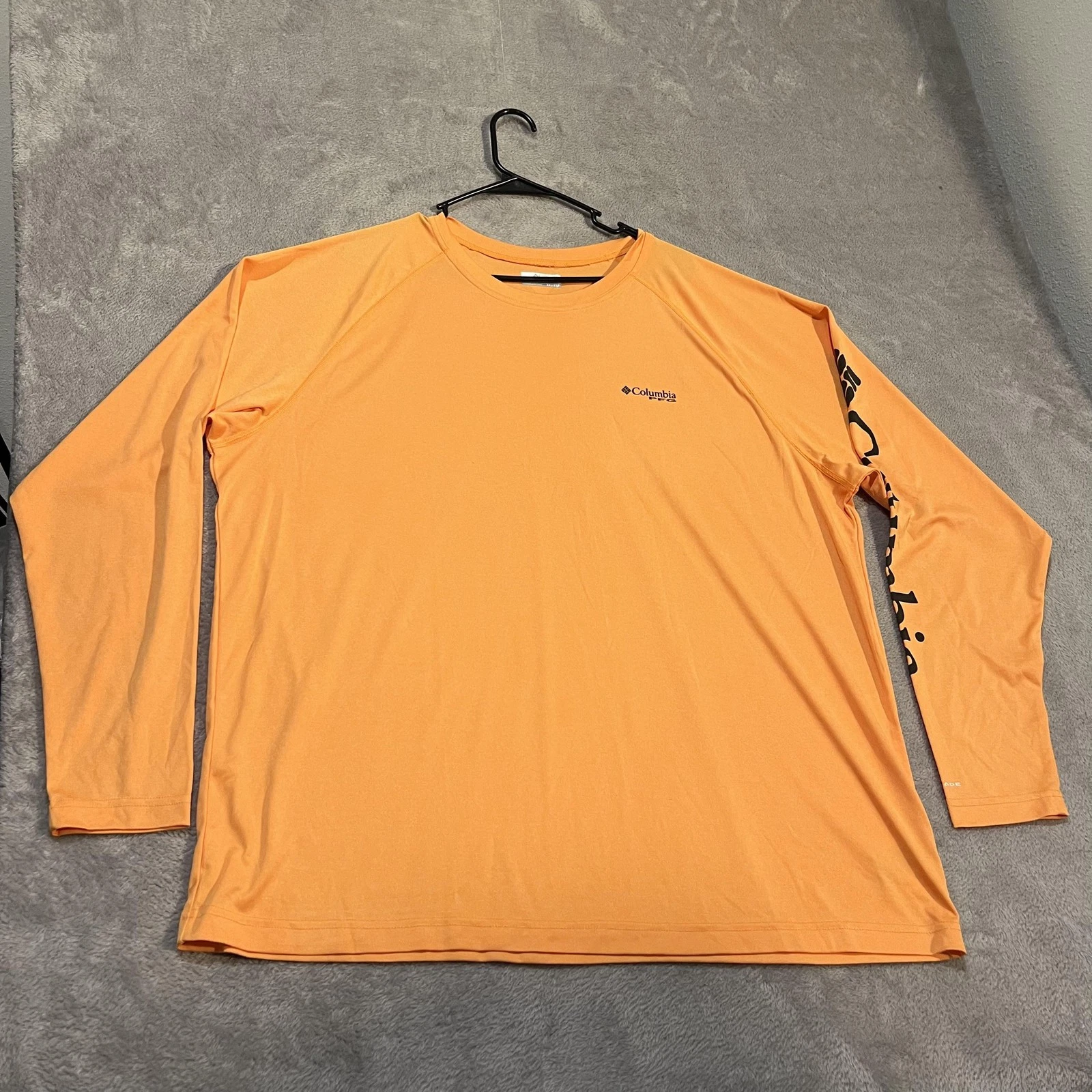 Columbia PFG Terminal Tackle Shirt Mens 2XL Orange Long Sleeve Fishing UPF