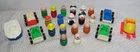 Lot Vintage Fisher Price Little People 4 Cars 1 Boat 1 Sled 2 Dogs 16 People