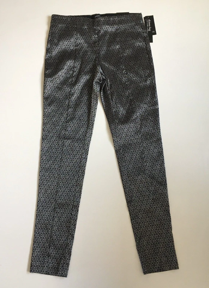NWT ALFANI Gemstone Black Silver Skinny Leg Tummy Control Dress Pant Womens sz 4 - Image 4 of 4