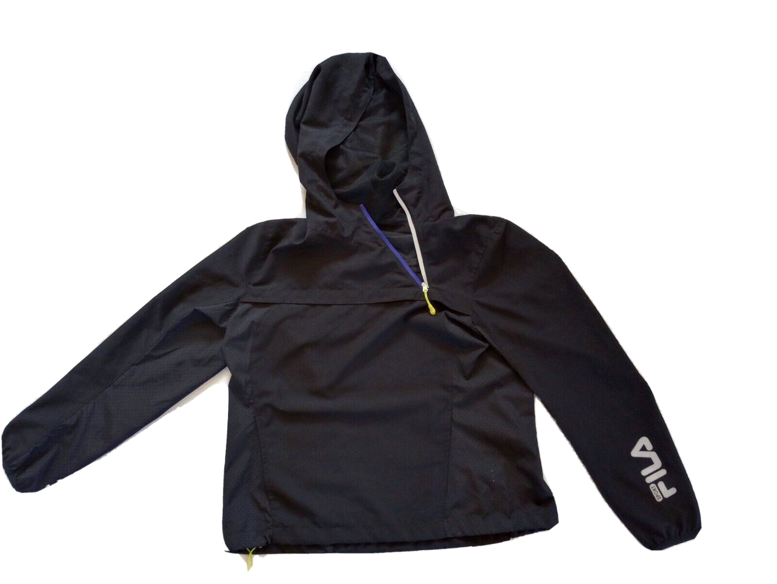 Giacca da donna pull on con cappuccio Fila Sport Running Maglia Nera Tagli Taglia M