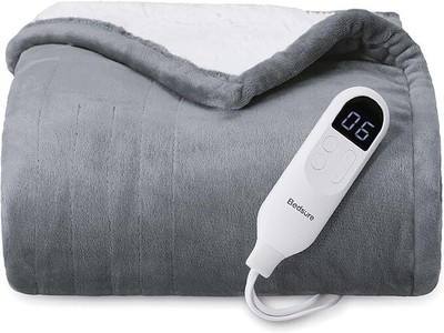 Heated Blanket Electric Throw, Soft Flannel with 4 Time Settings, 6 Heat Setting