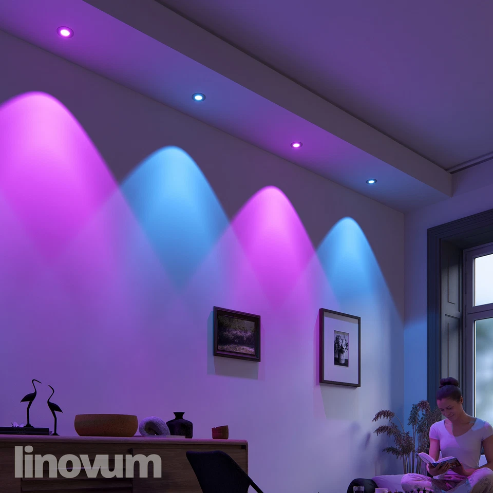 Decken Einbaustrahler rund Spot gebürstet Smart Modul LED Lampe RGB+CCT 230V - Bild 2 von 4