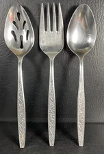 Stylecraft Stainless Japan SYF20 Pattern 2 Serving Spoons & Serving Fork Leaves