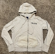 Polo Jeans Co. Ralph Lauren Full Zip Logo Hoodie Jacket Gray Size Large