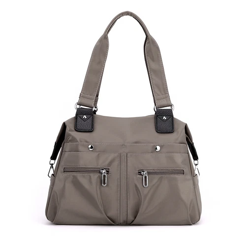 Große Kapazität leichte wasserdichte Nylon-Schultertasche mit mehreren Taschen und Reißverschluss - Bild 12 von 18