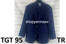 Women's Long Sleeve Prep Check Blazer - Future Collective, Navy Blue, Large