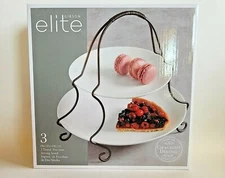  3 Piece Gibson Elite 2 Tiered Porcelain Serving Stand New
