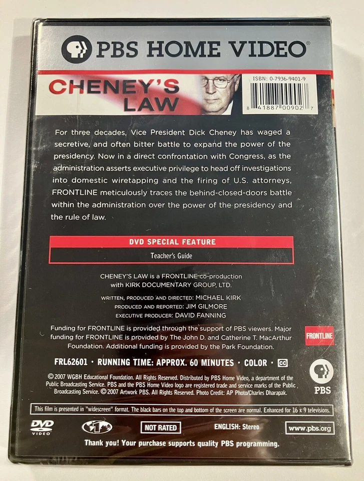 Frontline - Cheney's Law (DVD, 2007) PBS Home Video BRAND NEW SEALED Dick Cheney - Image 2 of 3