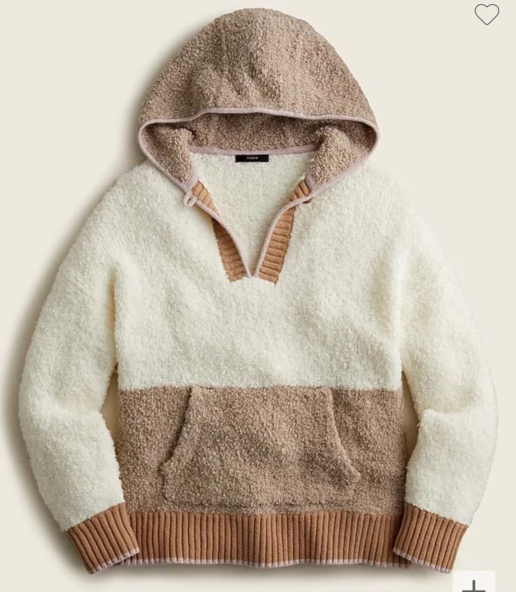 OFF WHITE *NUOVO CON ETICHETTE* J. Felpa con cappuccio maglione Crew Colorblock in moka avorio taglia S M