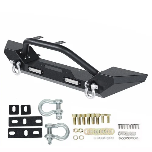 Rock Crawler Front Bumper Winch Plate w/ D-Rings For 87-06 Jeep Wrangler TJ YJ - Picture 2 of 18