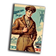 aircraft nice vintage retro military man pilot WW2 Photo Glossy 4 6 in F55