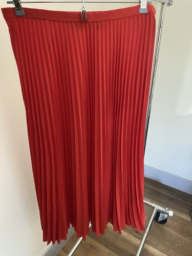 & Other Stories Red Orange Midi A Line Pleated Skirt size 4