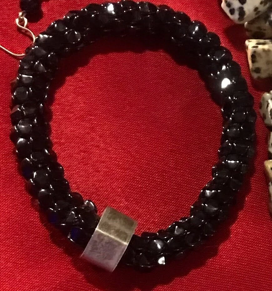 Conjunto de collar de piedra de jaspe dálmata, colgante de ónix, pulsera, pendientes Foto 3 de 4