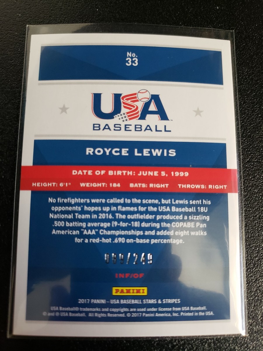 2017 Panini Stars Stripes Royce Lewis Ruby /249 18U National Team
