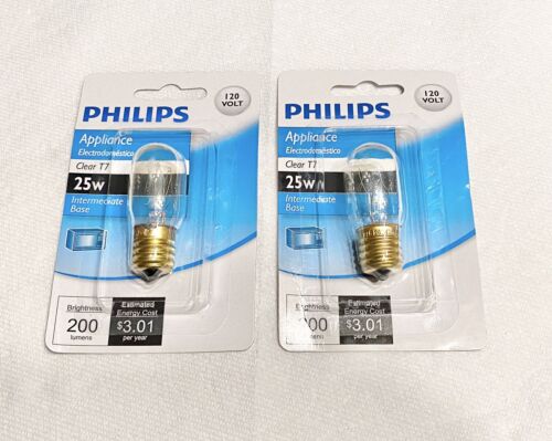 (2 pcs) Philips, Appliance Bulb, 120 Volt, Clear T7, 25 Watt, Intermediate Base - Picture 1 of 2