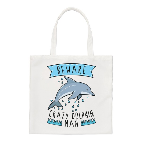 Beware VerrüCkt Delphin Man Regular Tragetasche Lustig Tier Schulter Shopper-image