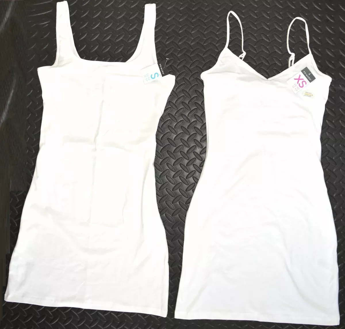 Primark Long Vest Top Ladies Girls Cami Dress Stretch Strap White
