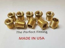 Lot of 10 Pcs. Brass Hex Reducing Bushing 1/4" Male NPT x 1/8" Female NPT