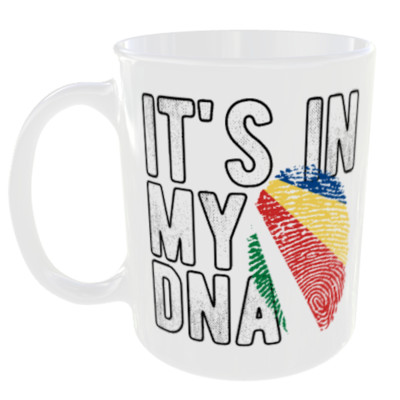 SEYCHELLEN FLAGGE TASSE ITS IN MY DNA FINGERABDRUCK KAFFEE TEE LAND GESCHENK TASSE WELT
