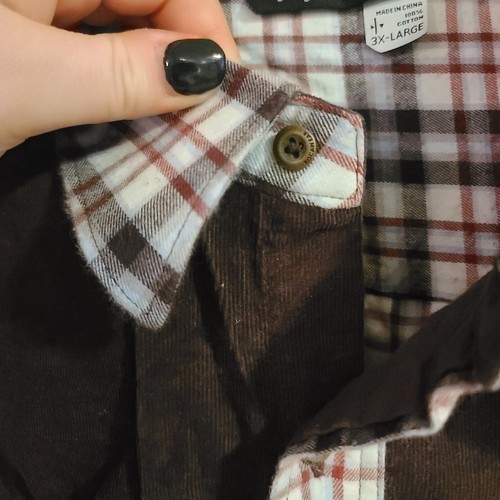 Rocawear Button Up Shirt Mens 3XL Red Gray Plaid Long Sleeve Corduroy Collar - Picture 7 of 10