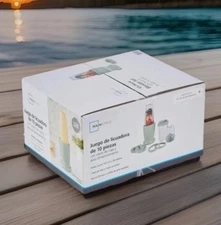 Mainstays 10-Piece Blender Set •Sage •3 Jars •2 Drinking Lids •New, In Box