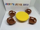 Vtg Fisher Price Little People Doll House Accessories yellow table brown chairs