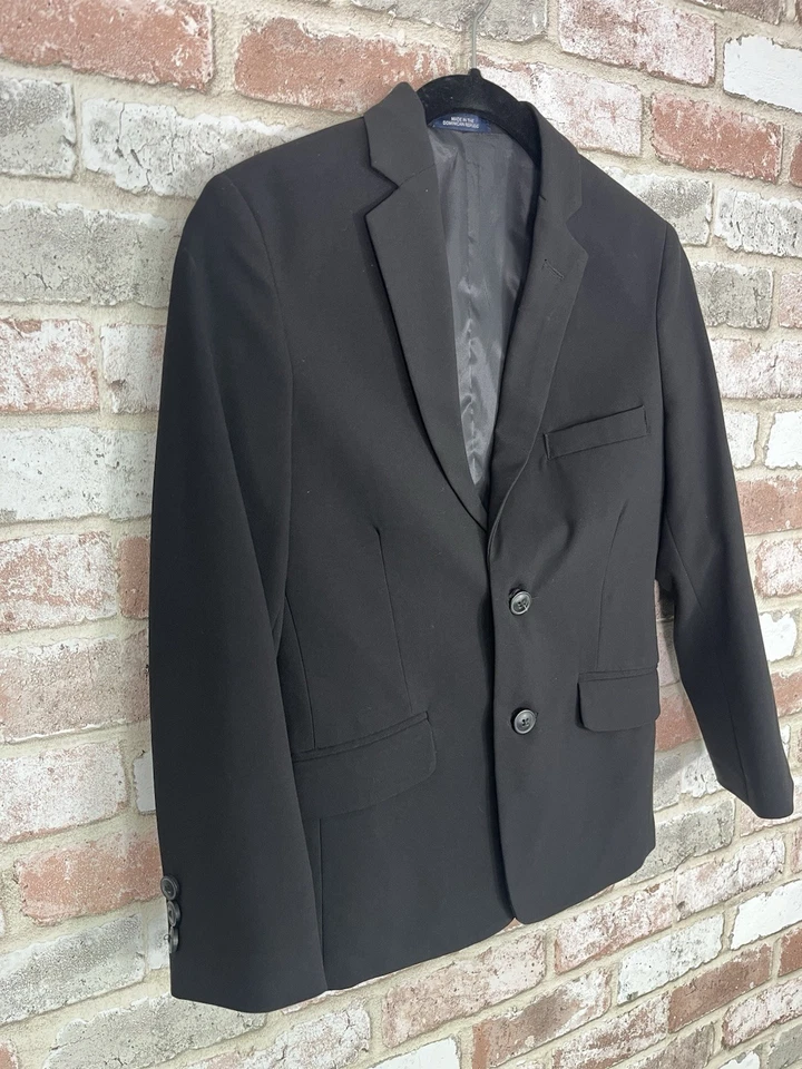 Chaps Boy’s Sz 10 Black Single-Breasted Two Button Lined Suit Jacket - Image 2 of 4
