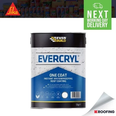 EVERBUILD One Coat Roof Paint Repair Grey 1kg Weatherproof Felt Gutters Concrete Asphalt