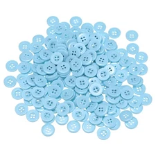 200pcs Resin Sewing Buttons 5/8" Round Flat 4-Hole Craft Buttons, Light Blue