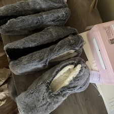 3 Pairs-Auden Faux Fur Slippers in Grey and BlackMedium/Large 8-10 NWT NEW