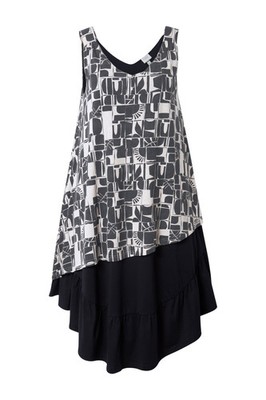 Ulla Popken Damen große Größen Jerseykleid Sonnen V Ausschnitt ärmellos