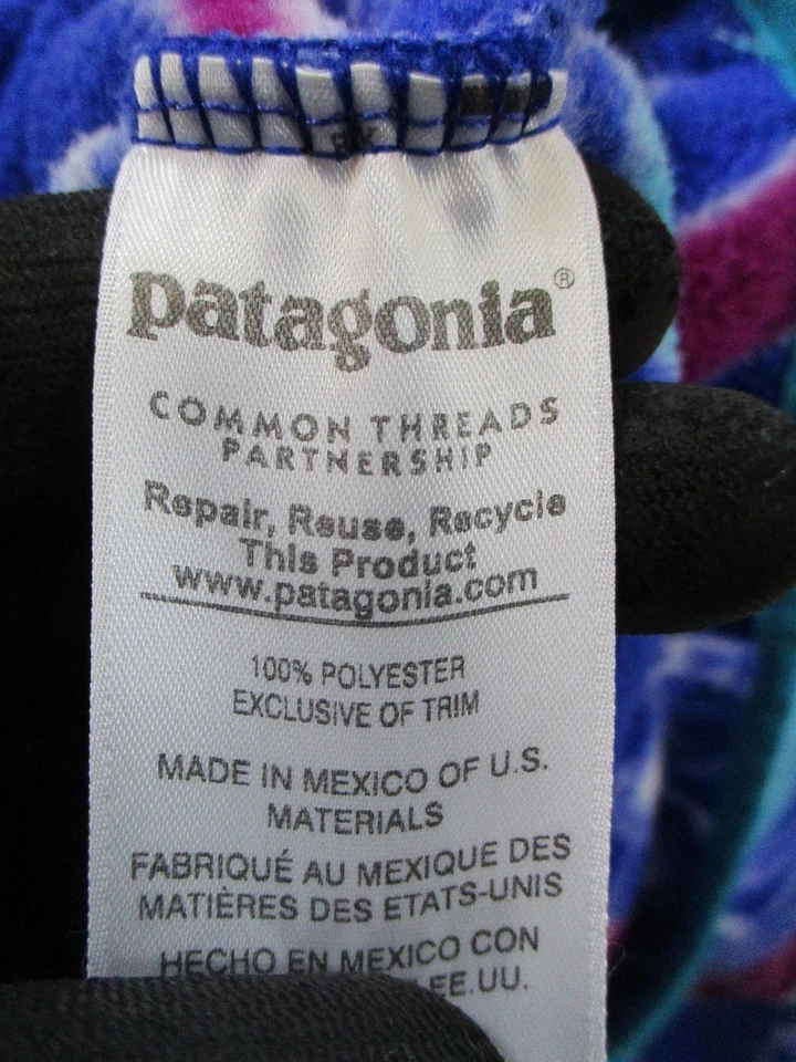 Patagonia Synchilla Snap-T Sweater Womens Small Blue Purple Abstract Owl Fleece Foto 4 de 4