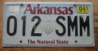 2020 ARKANSAS  LICENSE PLATE 012 SMM