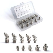 20 PCS SAE  Metric Grease Fittings 1/4''-28 1/8''-27 M10 M8 M6, sliver