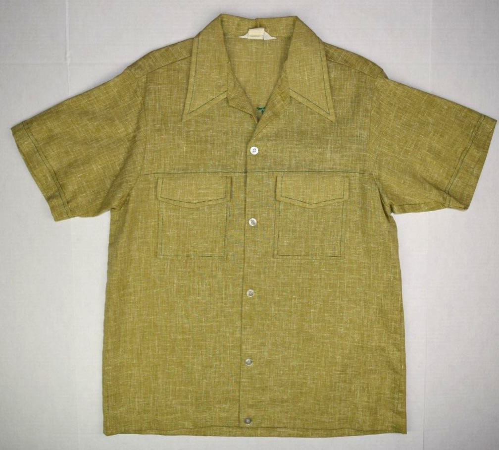 Bowling Shirt Vintage Nat Nast Size S/M 60s Avocado White