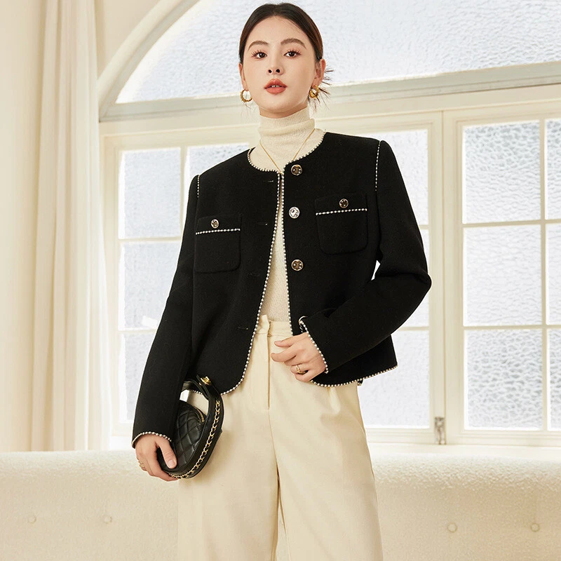 VETEMENTS Cappotto donna double face 100% lana autunno inverno temperamento girocollo giacca