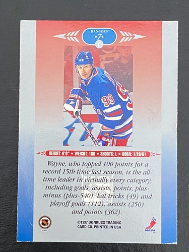 Wayne Gretzky 1996-97 Leaf Limited Foil #7 NY Rangers - Picture 2 of 3