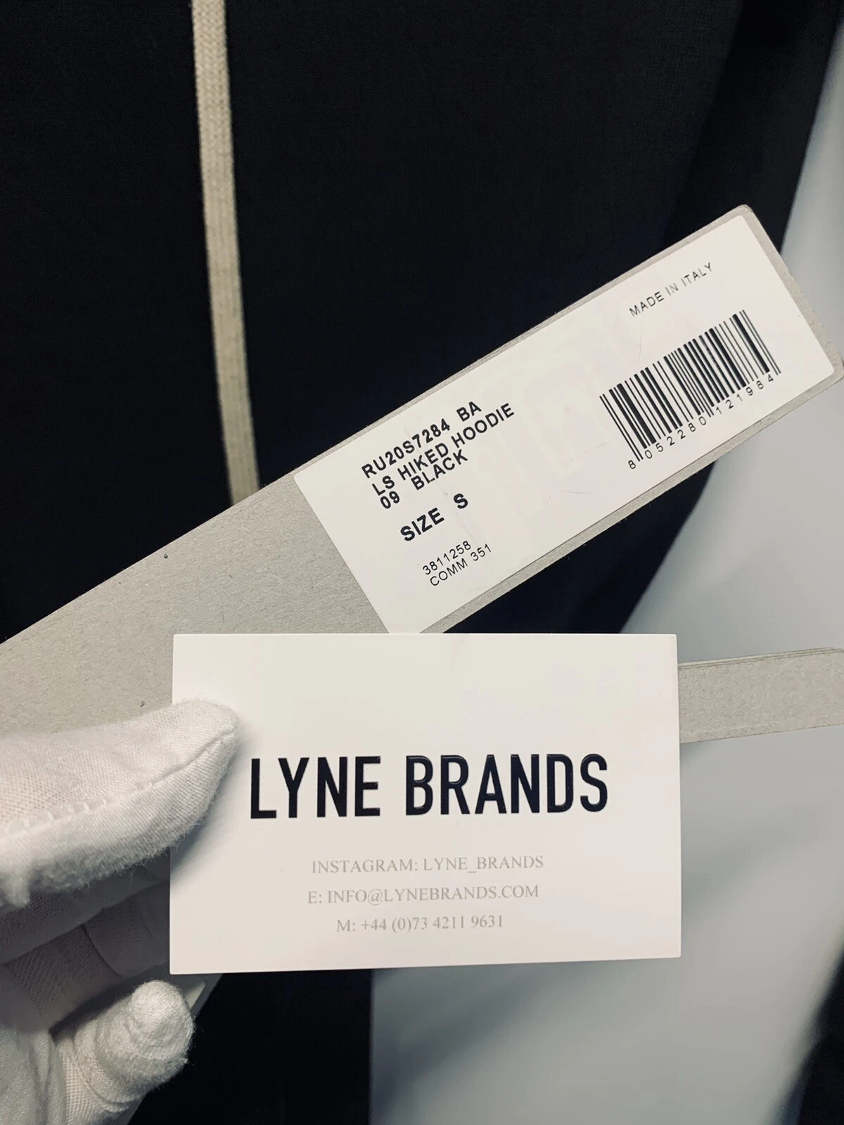 Felpa con cappuccio nera Rick Owens dettaglio pieghevole cotone taglia small prezzo disponibile £430