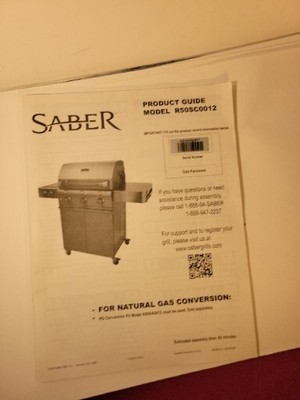 Saber Propane Grill Product Guide For Model R50SC0012