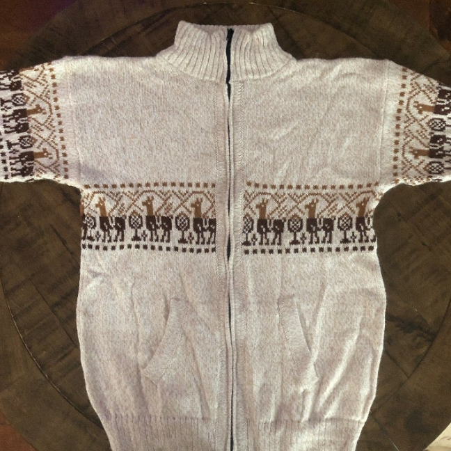 Little Llamas Hooded Alpaca Wool Knitted Jacket Hoodie Sweater