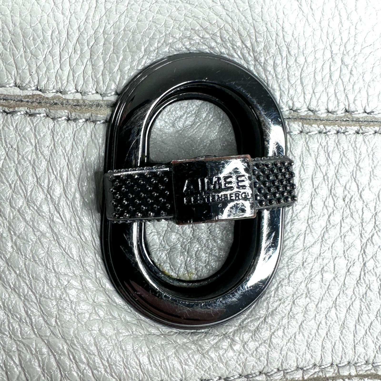 Aimee Kestenberg Light Gray Patchwork Leather Sho… - image 8